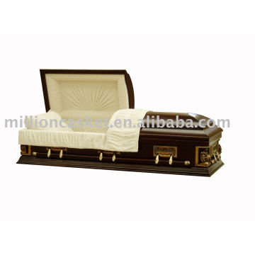 Solid poplar casket with red walnut color